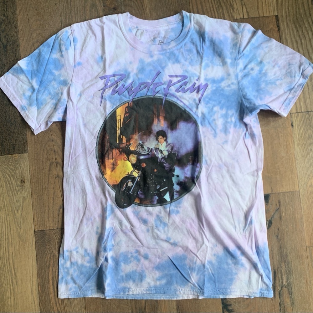 Prince Tie Dye Purple Rain short Sleeve T-Shirt Size Large